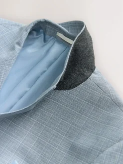 Online Next Light Blue Slim Fit Check Suit Jacket