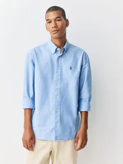 Sale Next Light Blue Slim Fit Long Sleeve Oxford Shirt