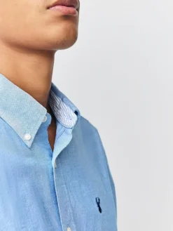 Sale Next Light Blue Slim Fit Long Sleeve Oxford Shirt