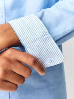 Sale Next Light Blue Slim Fit Long Sleeve Oxford Shirt