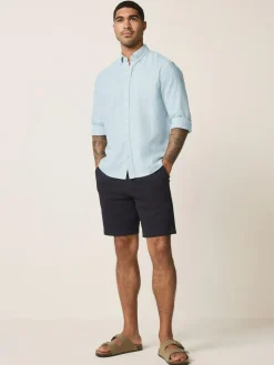 Next Standard Collar Cotton Linen Blend Long Sleeve Shirt^ Shirts