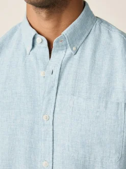 Next Standard Collar Cotton Linen Blend Long Sleeve Shirt^ Shirts