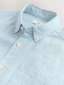 Next Standard Collar Cotton Linen Blend Long Sleeve Shirt^ Shirts