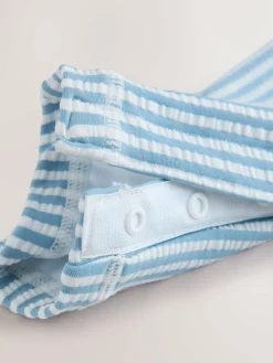 New Next Striped Sunsafe Swimsuit and Hat Set (3mths-7yrs) Light Blue