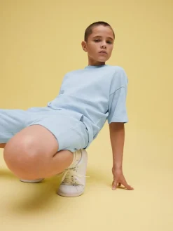 Hot Next Textured Short Sleeve T-Shirt and Shorts Set (3-16yrs) Light Blue