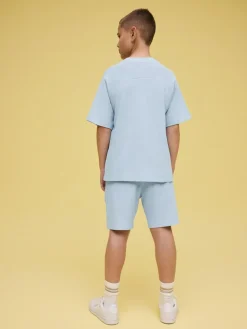 Hot Next Textured Short Sleeve T-Shirt and Shorts Set (3-16yrs) Light Blue