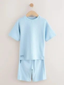 Hot Next Textured Short Sleeve T-Shirt and Shorts Set (3-16yrs) Light Blue