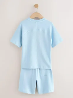Hot Next Textured Short Sleeve T-Shirt and Shorts Set (3-16yrs) Light Blue