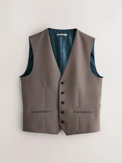 Next Regular Fit Motionflex Stretch Waistcoat Light Brown
