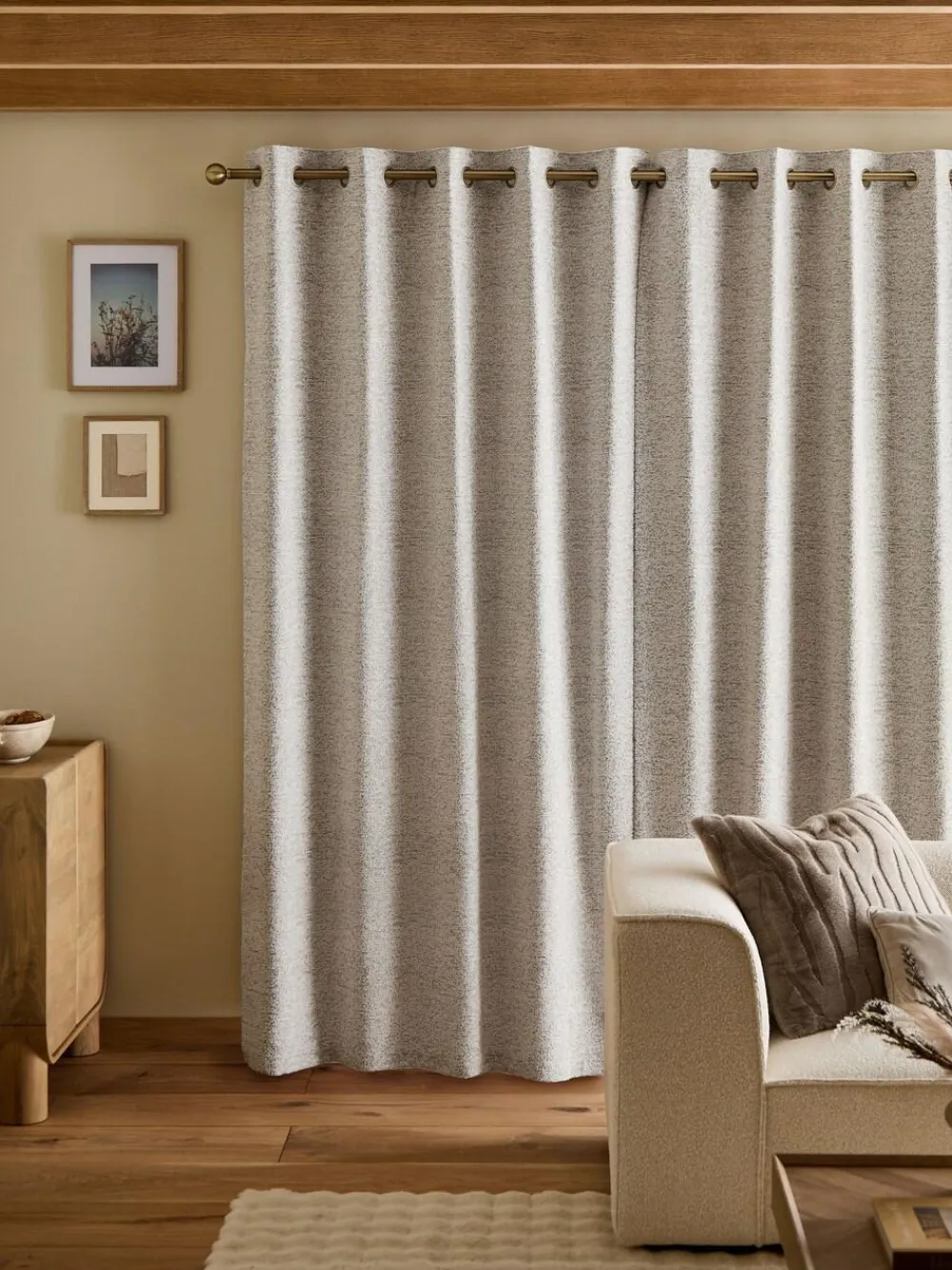 Best Next Bouclé Super Thermal Eyelet Curtains Light Grey