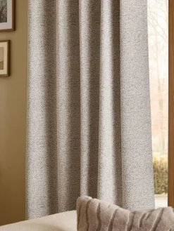 Best Next Bouclé Super Thermal Eyelet Curtains Light Grey