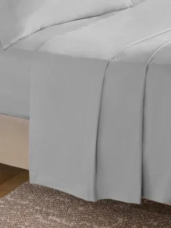 Sale Next Cotton Rich Flat Bed Sheet Light Grey