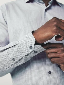 Next Light Grey Regular Fit Check Soft Touch 100% Cotton Smart Long Sleeve Shirt^ Shirts