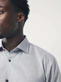 Next Light Grey Regular Fit Check Soft Touch 100% Cotton Smart Long Sleeve Shirt^ Shirts