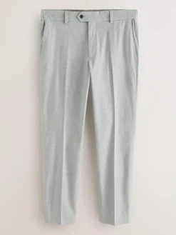 Next Regular Fit Smart Brushed Cotton Trousers Light Grey