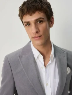 Discount Next Slim Fit Corduroy Suit Jacket Light Grey