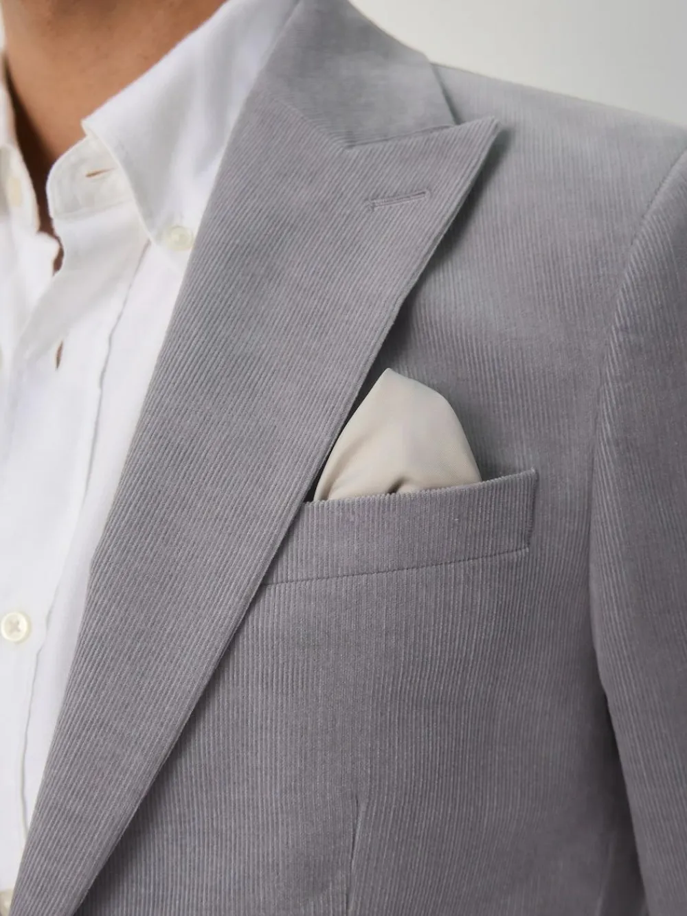 Discount Next Slim Fit Corduroy Suit Jacket Light Grey