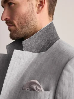 New Next Slim Fit Leomaster Italian 100% Linen Suit Jacket Light Grey