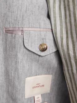 New Next Slim Fit Leomaster Italian 100% Linen Suit Jacket Light Grey