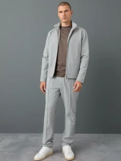 Hot Next Slim Fit Smart Elasticated Waistband Trousers With Wool Content Light Grey