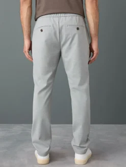 Hot Next Slim Fit Smart Elasticated Waistband Trousers With Wool Content Light Grey