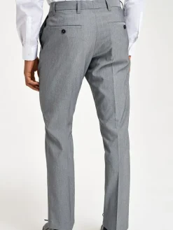Next Light Grey Slim Fit Stretch Smart Trousers^ Pants & Chinos
