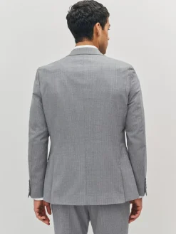 Outlet Next Slim Fit Textured Wool Blend Suit Jacket Light Grey