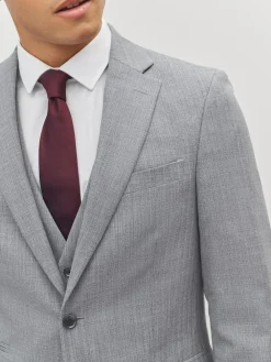 Outlet Next Slim Fit Textured Wool Blend Suit Jacket Light Grey