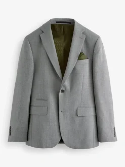 Outlet Next Slim Fit Textured Wool Blend Suit Jacket Light Grey