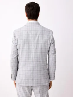 Next Light Grey Tailored Fit Check Suit Jacket^ Grey Suits