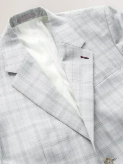Next Light Grey Tailored Fit Check Suit Jacket^ Grey Suits