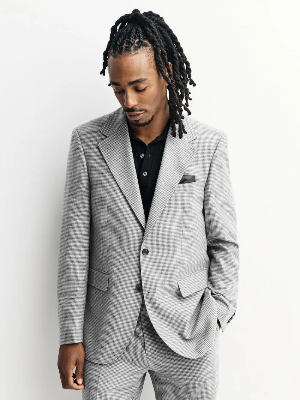 Next Light Grey Tailored Fit Wool Blend Puppytooth Suit Jacket^ Grey Suits