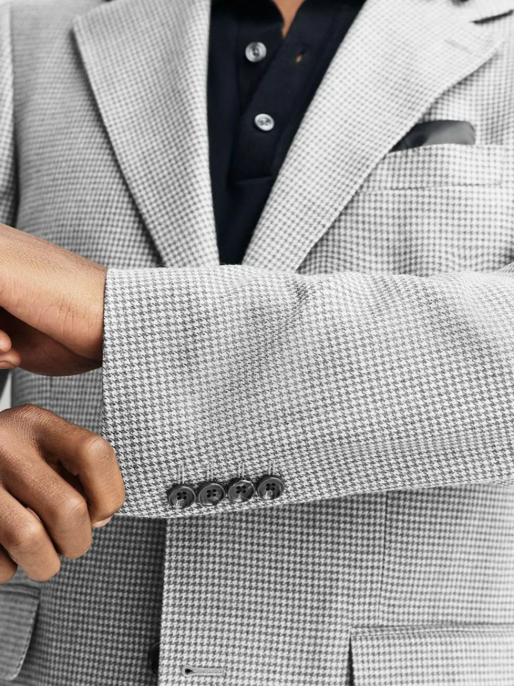 Next Light Grey Tailored Fit Wool Blend Puppytooth Suit Jacket^ Grey Suits