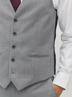 Online Next Textured Wool Blend Suit Waistcoat Light Grey