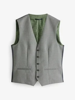 Online Next Textured Wool Blend Suit Waistcoat Light Grey