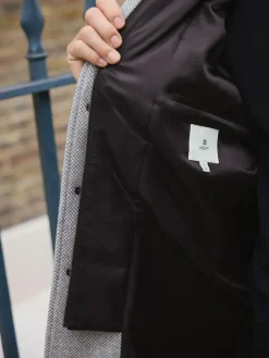 Online Next Wool Blend Mock Gilet Herringbone Padded Coat Light Grey