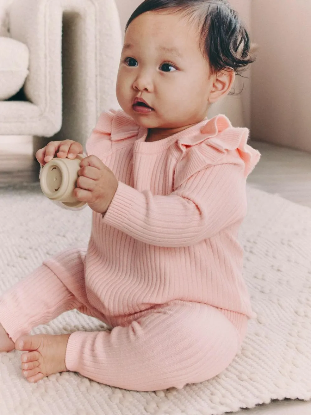 Hot Next Light Pink Baby Knitted Jumper and Leggings Set 2 Piece (0mths-3yrs)