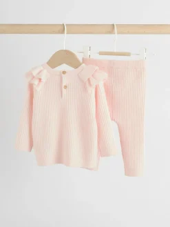 Hot Next Light Pink Baby Knitted Jumper and Leggings Set 2 Piece (0mths-3yrs)