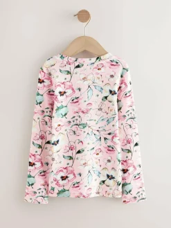 Next Light Pink Floral Long Sleeve Ribbed Top (3-16yrs)^ Nightwear|Tops