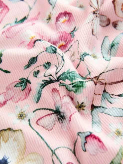Next Light Pink Floral Long Sleeve Ribbed Top (3-16yrs)^ Nightwear|Tops