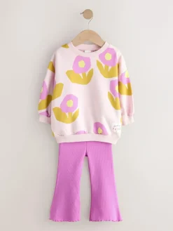 Sale Next Sweatshirt & Flare Leggings Set (3mths-7yrs) Light Pink Flowers