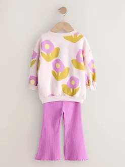 Sale Next Sweatshirt & Flare Leggings Set (3mths-7yrs) Light Pink Flowers