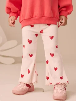 Next Light Pink Heart Rib Flare Leggings (3mths-7yrs)^ Pants & Leggings|Pants & Leggings