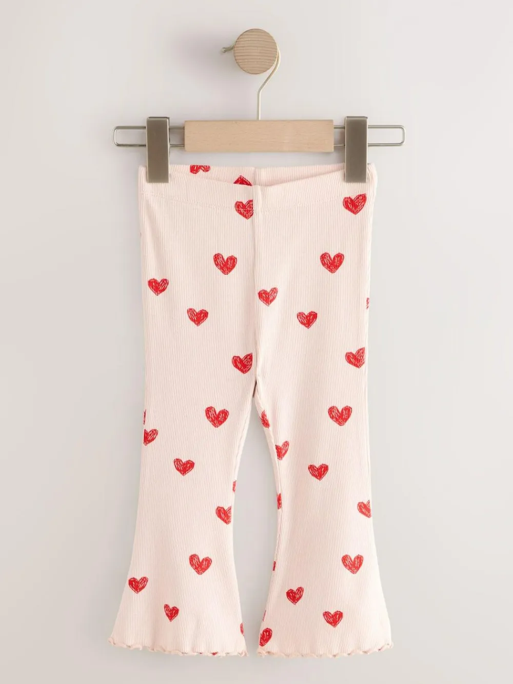 Next Light Pink Heart Rib Flare Leggings (3mths-7yrs)^ Pants & Leggings|Pants & Leggings