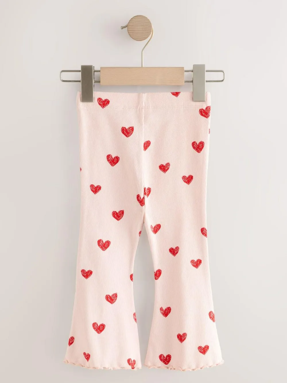 Next Light Pink Heart Rib Flare Leggings (3mths-7yrs)^ Pants & Leggings|Pants & Leggings