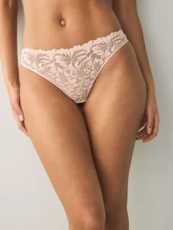 Next Light Pink High Leg Ultimate Comfort Lace Knickers 2 Pack^Women Panties