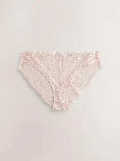 Next Light Pink High Leg Ultimate Comfort Lace Knickers 2 Pack^Women Panties