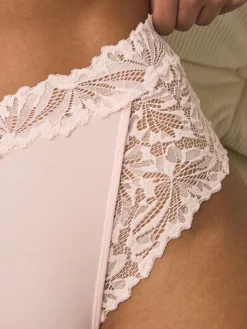 Next Light Pink High Waist High Leg Ultimate Comfort Lace Knickers 2 Pack