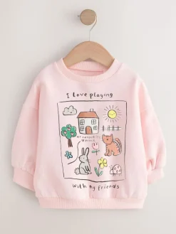 Next Light Pink House Crew Neck Sweatshirt (3mths-7yrs)^ Sweatshirts & Hoodies|Nightwear