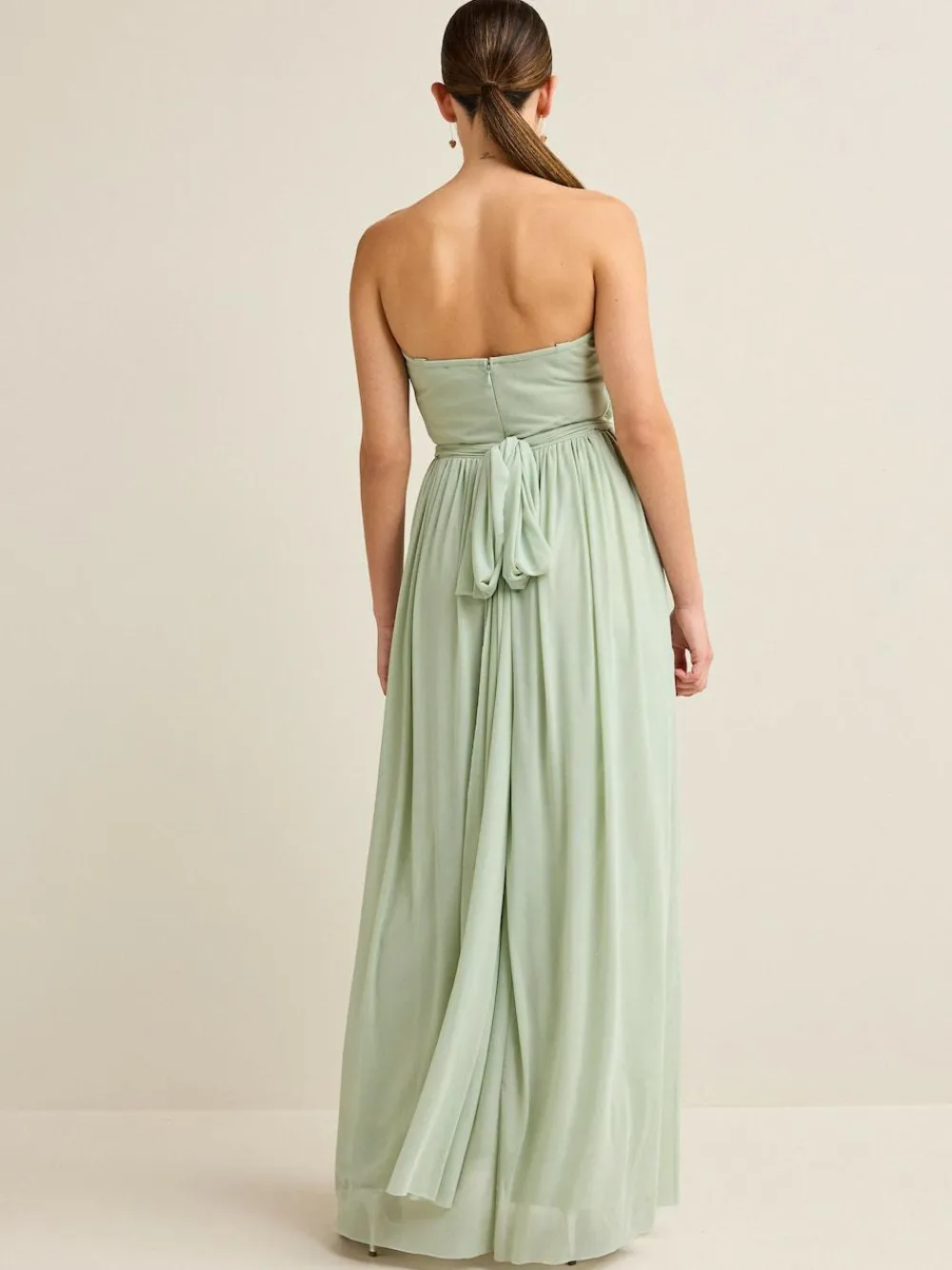 Clearance Next Light Sage Green Mesh Multiway Wedding Guest Bridesmaid Maxi Dress